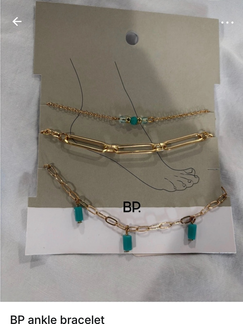 bp Gold and Turquoise Layered anklet Set